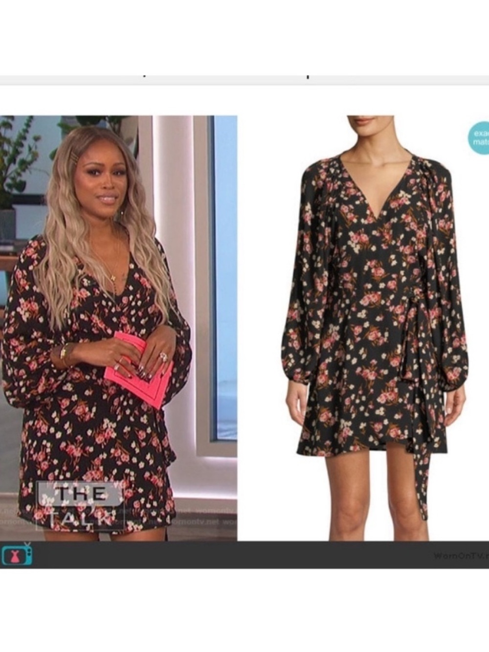 A.L.C. Black Floral Long-Sleeve Tie-Waist Mini Dress WORN ON TV - Picture 4 of 10